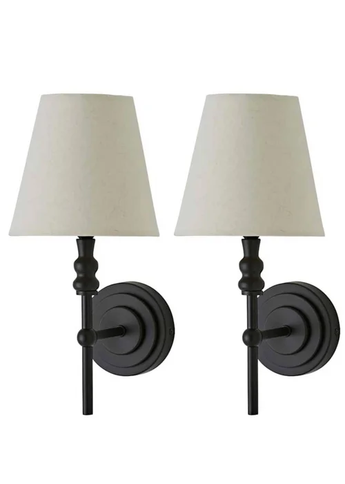 ValueLights Pair of Maggie Black Wall Lights - One Size Image 1