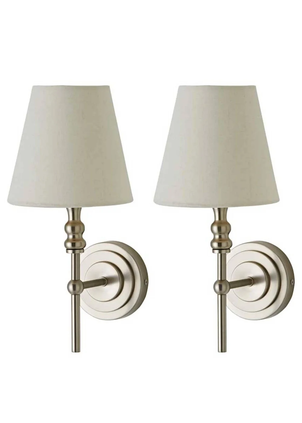 ValueLights Pair of Maggie Brushed Chrome Wall Lights - One Size Image 1