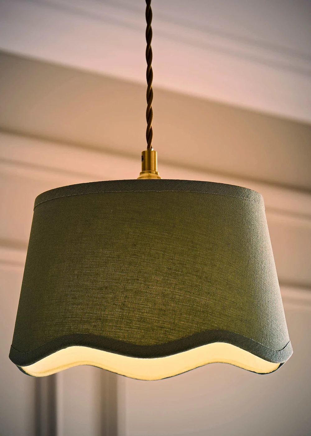 ValueLights Mabel Small Scalloped Sage Green Easy Fit Lampshade - One Size Image 2