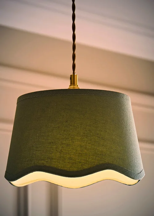 ValueLights Mabel Small Scalloped Sage Green Easy Fit Lampshade - One Size Image 2