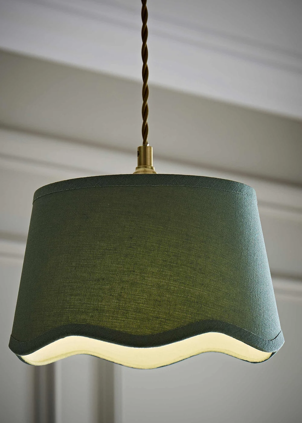 ValueLights Mabel Small Scalloped Sage Green Easy Fit Lampshade - One Size Image 1