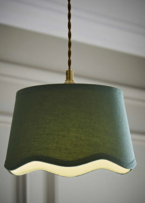 ValueLights Mabel Small Scalloped Sage Green Easy Fit Lampshade - One Size Image 1