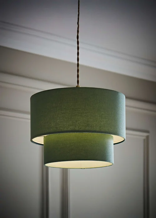 ValueLights Jodie Two Tier Sage Linen Easy Fit Lampshade - One Size Image 1