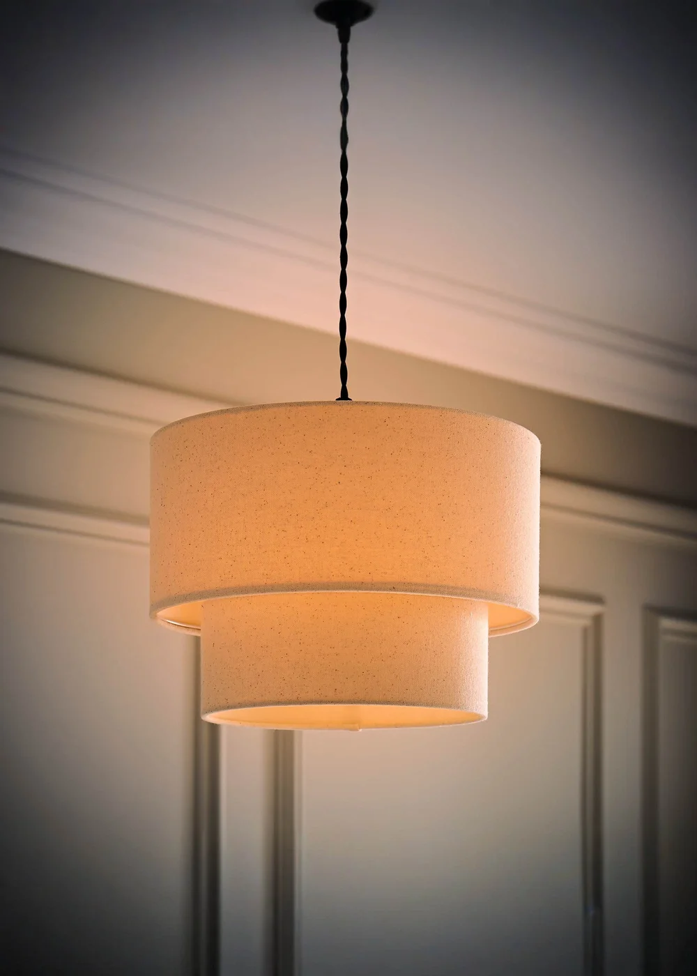 ValueLights Jodie Two Tier Natural Linen Easy Fit Lampshade - One Size Image 2