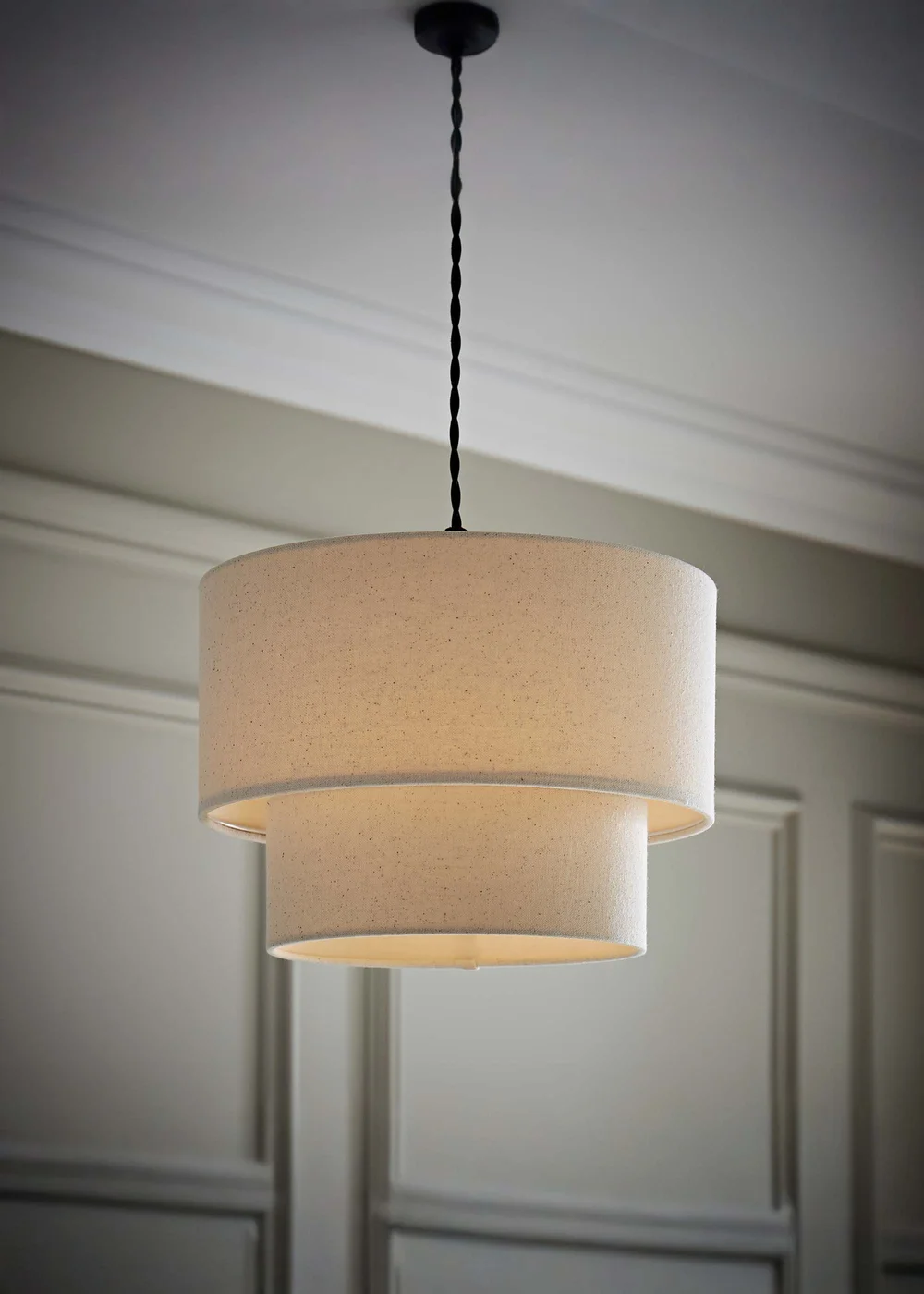 ValueLights Jodie Two Tier Natural Linen Easy Fit Lampshade - One Size Image 1