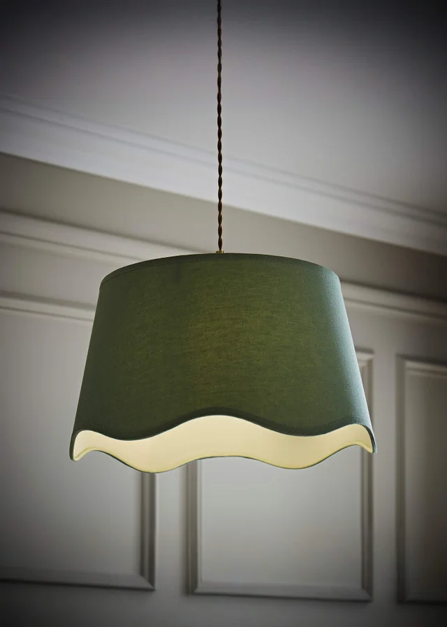 ValueLights Mabel Large Scalloped Sage Green Easy Fit Lampshade