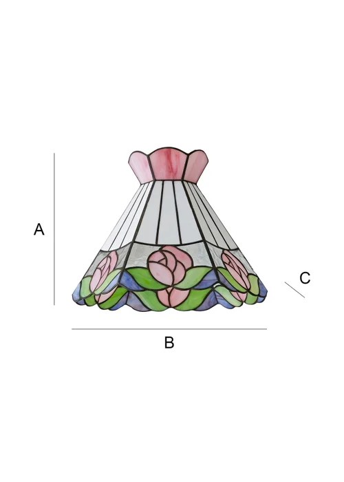 ValueLights Evelyn Tiffany Rose Glass Easy Fit Lampshade - One Size Image 6