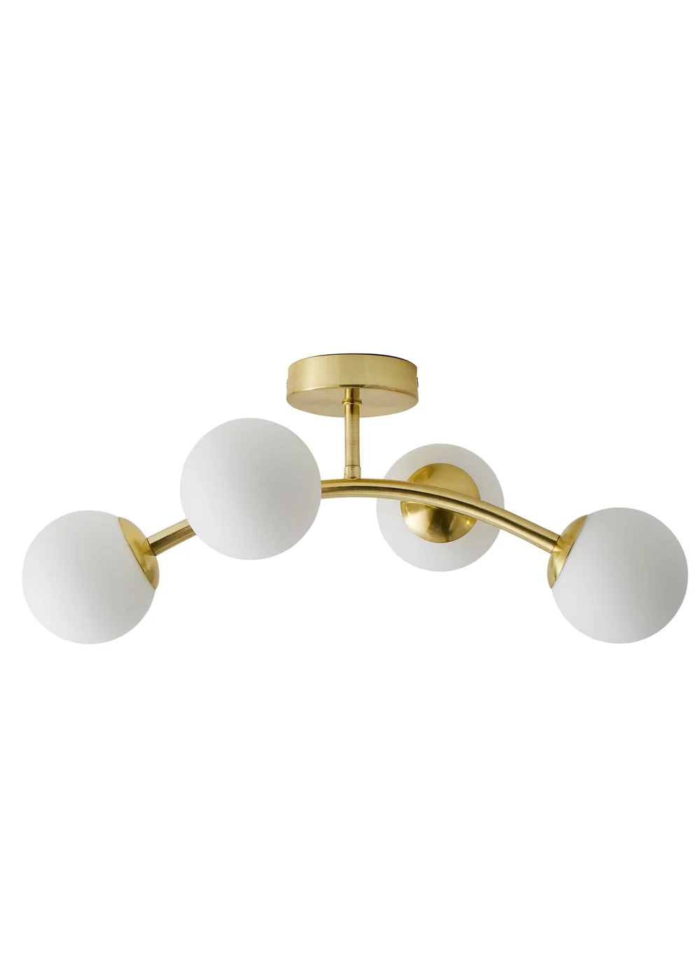 ValueLights Jas Gold Semi-Flush Light with White Globe Shade (20cm x 22cm x 48cm) - One Size Image 5