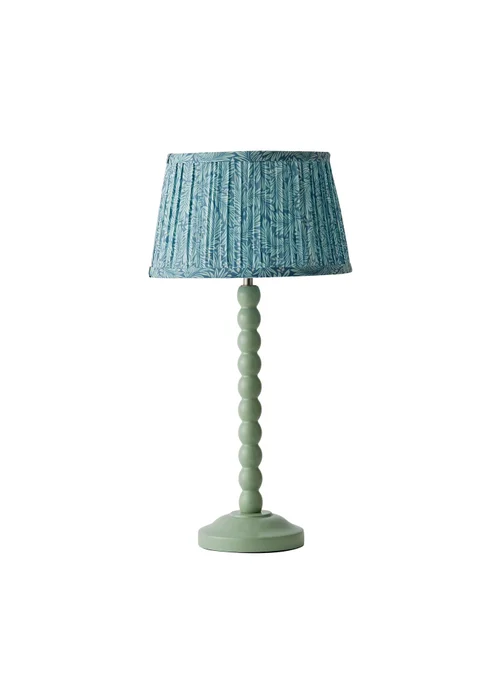 ValueLights Sage Green Bobbin Table Lamp with Leaf Pleated Lampshade - One Size Image 2