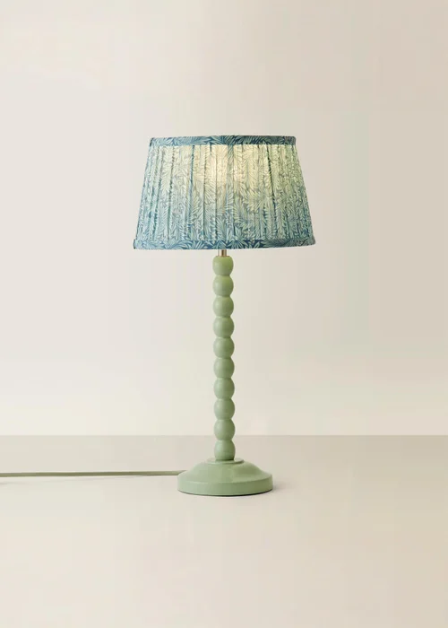 ValueLights Sage Green Bobbin Table Lamp with Leaf Pleated Lampshade - One Size Image 5