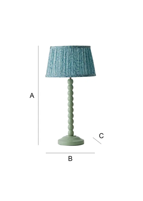 ValueLights Sage Green Bobbin Table Lamp with Leaf Pleated Lampshade - One Size Image 6