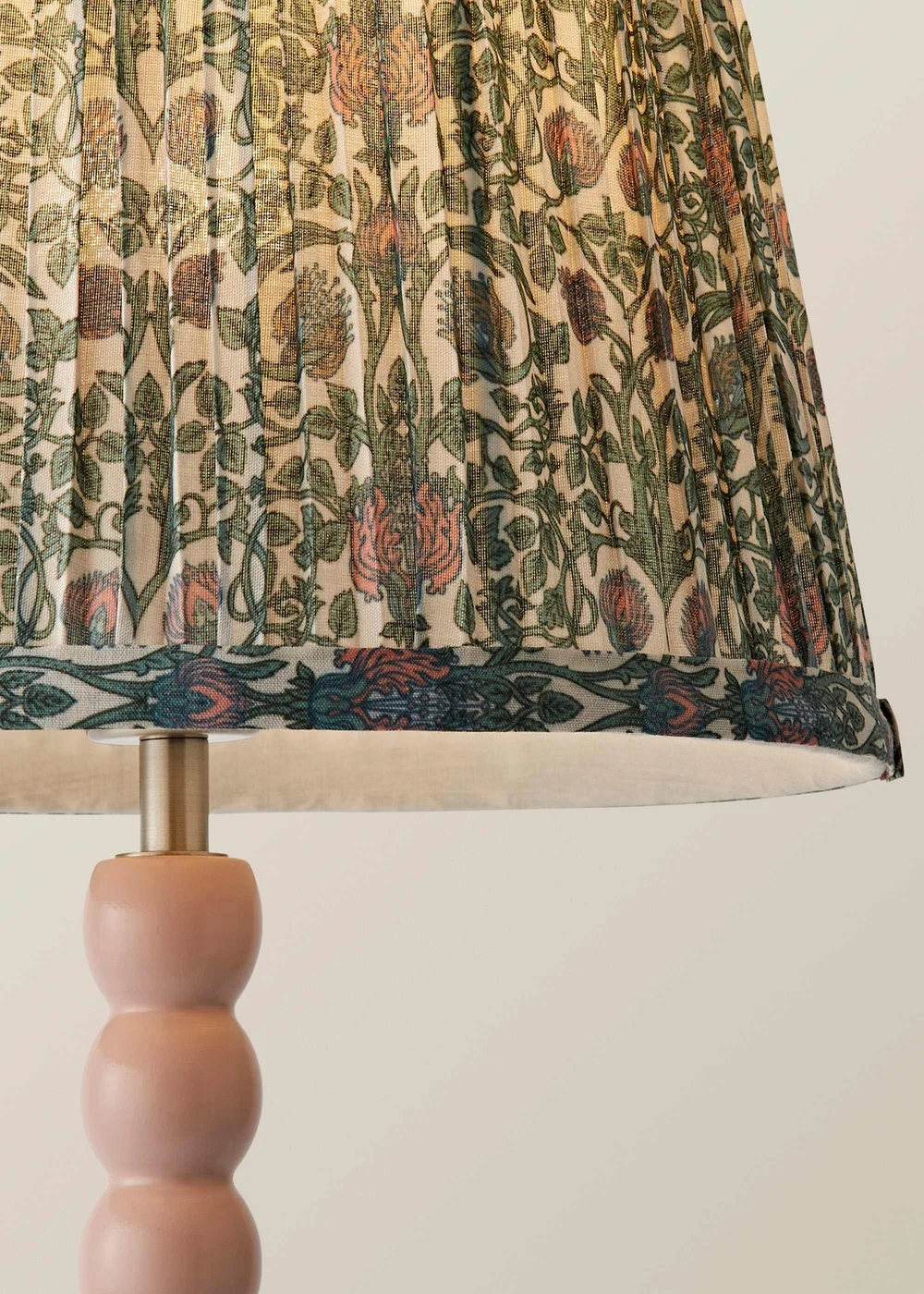 ValueLights Rose Pink Bobbin Table Lamp with Floral Pleated Lampshade - One Size Image 4