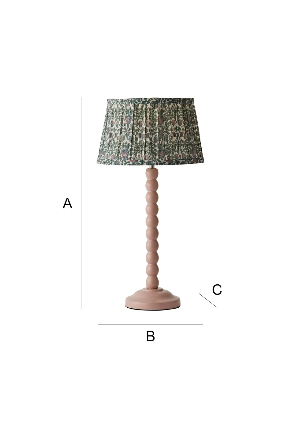 ValueLights Rose Pink Bobbin Table Lamp with Floral Pleated Lampshade - One Size Image 6