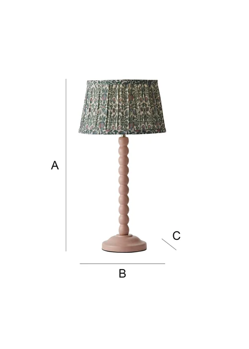 ValueLights Rose Pink Bobbin Table Lamp with Floral Pleated Lampshade - One Size Image 6