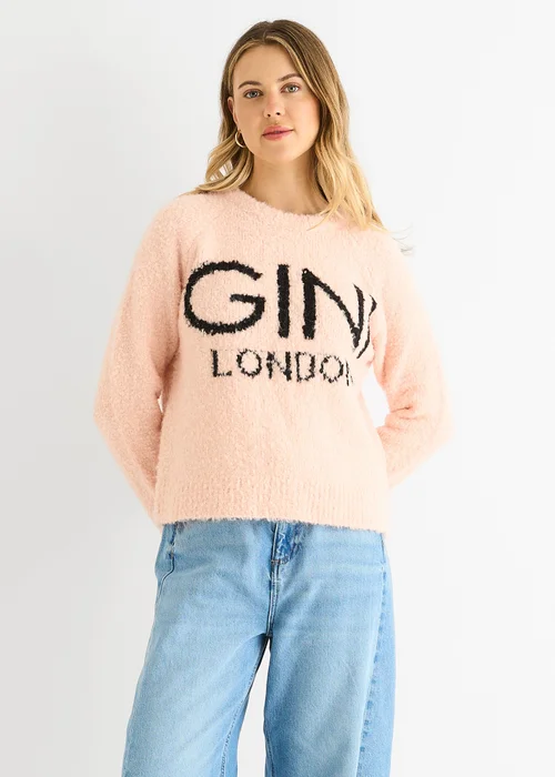 Gini London Pink Gini Logo Cozy knit jumper - S/M Image 3
