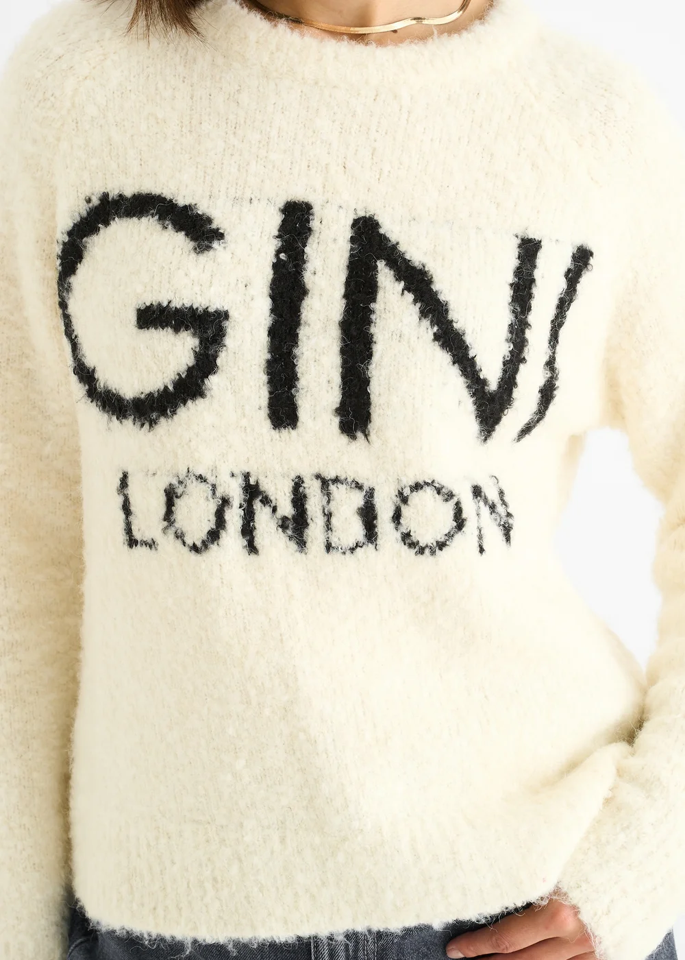 Gini London Beige Gini Logo Cozy knit jumper - S/M Image 4