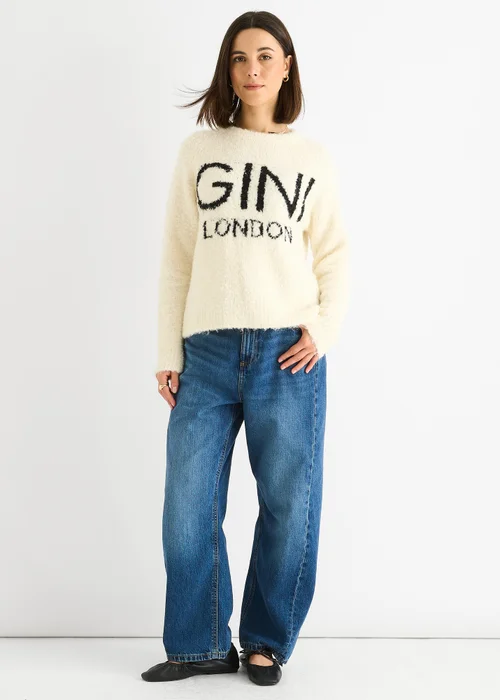 Gini London Beige Gini Logo Cozy knit jumper - S/M Image 2