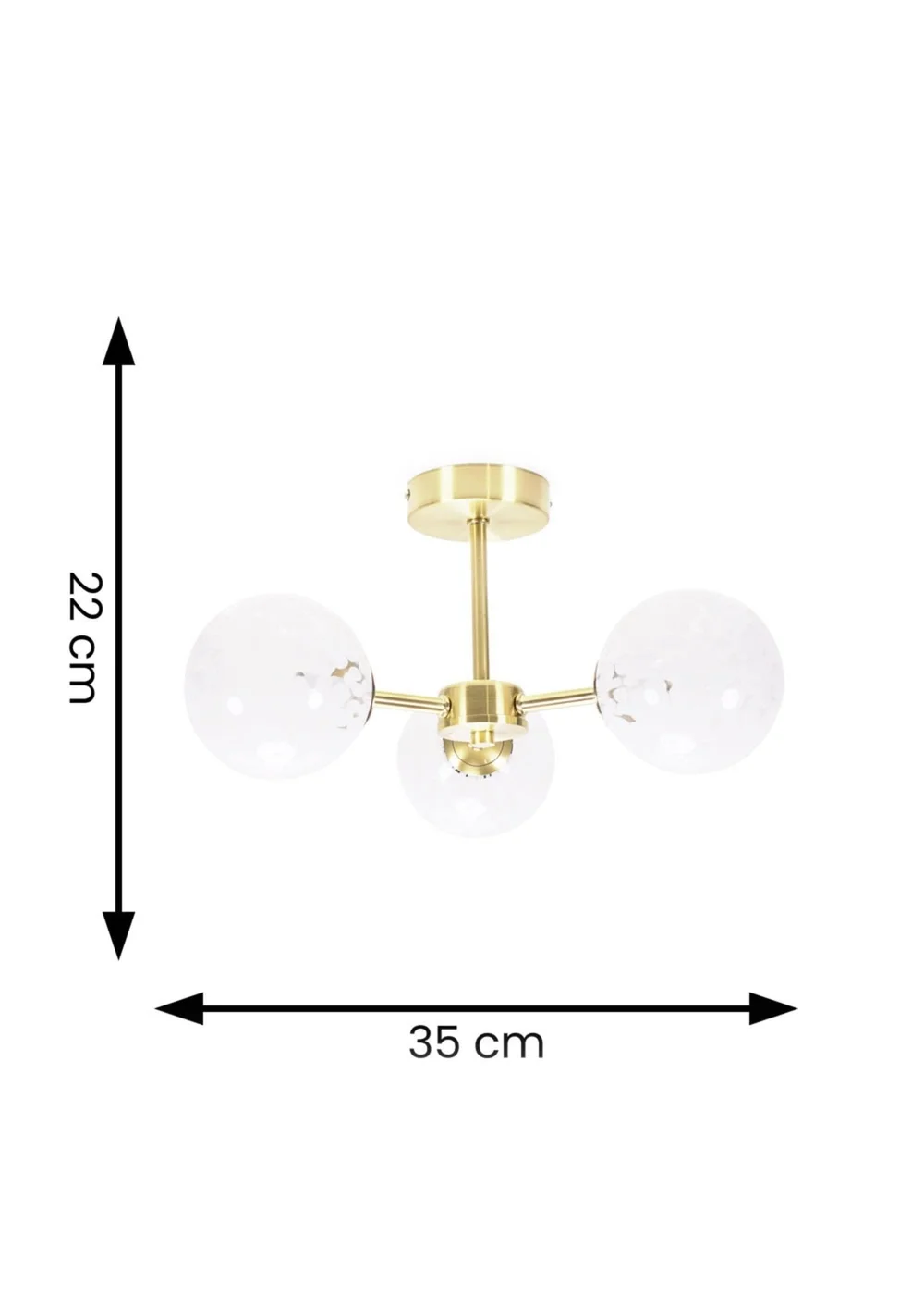 ValueLights India Brushed Gold Ceiling Light with White Globe Shades - One Size Image 5