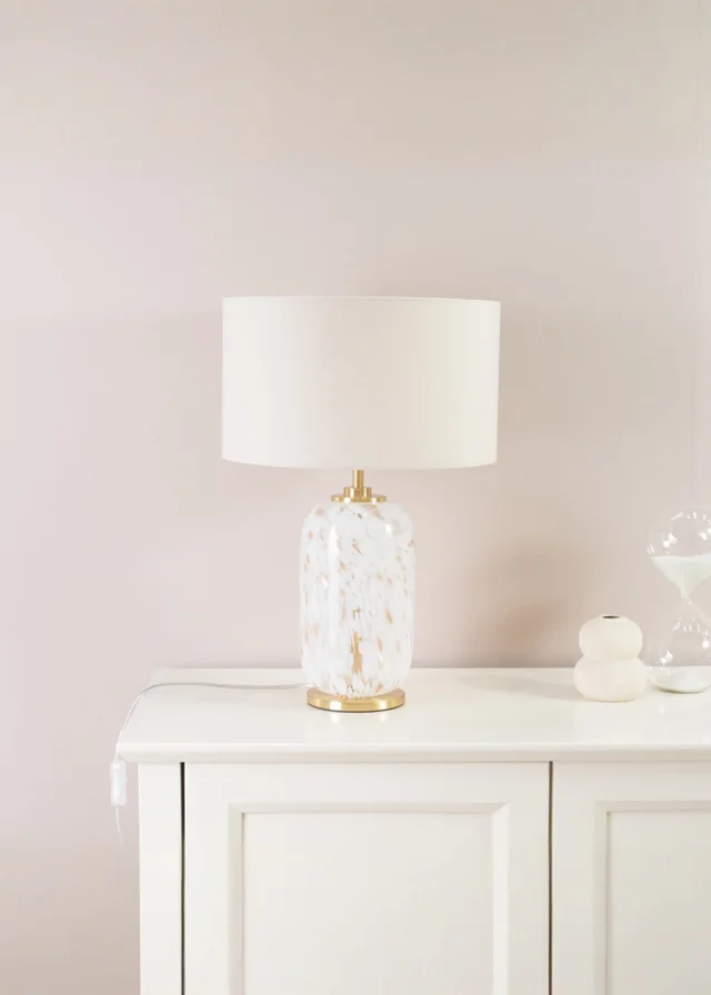 ValueLights India Confetti Glass Table Lamp with Cream Lampshade