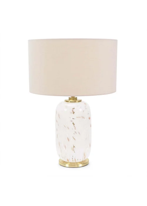 ValueLights India Confetti Glass Table Lamp with Cream Lampshade - One Size Image 2