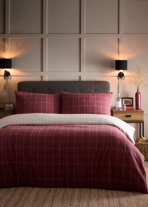 Dreams & Drapes Wynn Brushed Burgundy Duvet Cover Set - Single Image 1