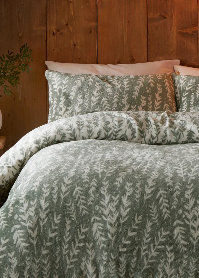 Fusion Winter Foliage Soft Fleece Green Duvet Cover Set