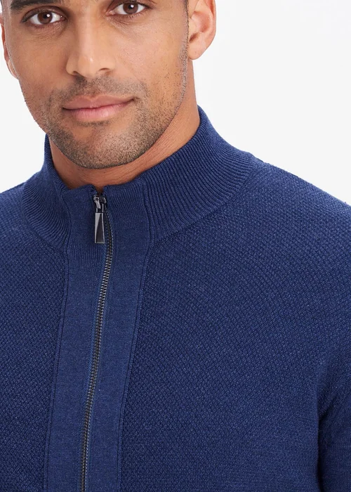 Cotton Traders Dark Sky Textured Knit Zip Through Cardigan - XS Image 3