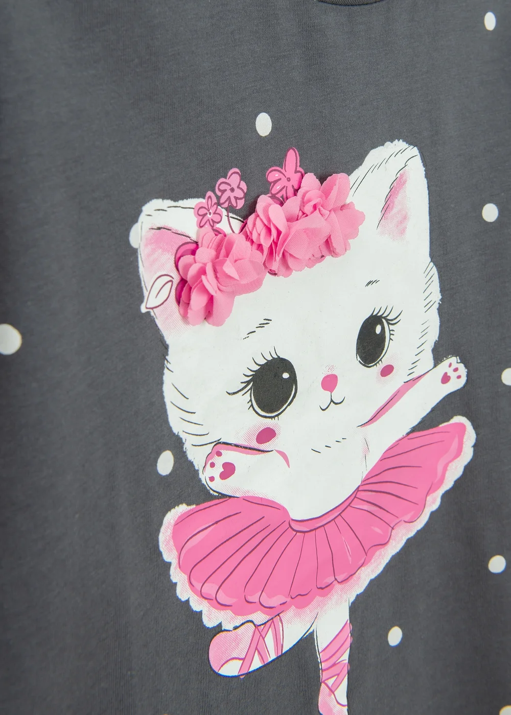 Cool Club Black Long Sleeve printed Ballerina Cat Top (3-7 yrs) - 3 Yrs Image 2