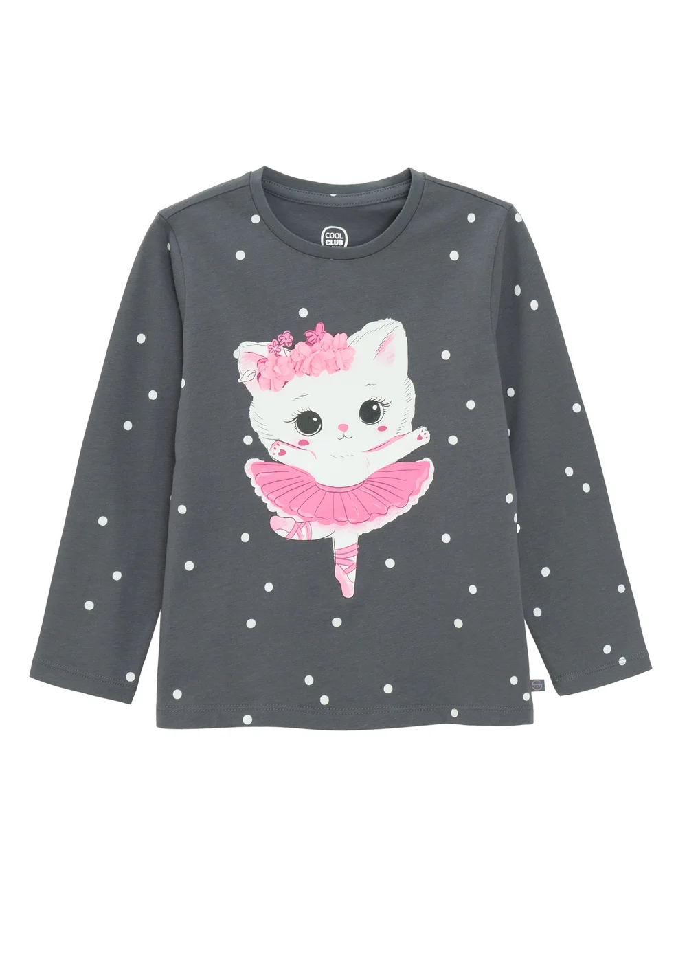 Cool Club Black Long Sleeve printed Ballerina Cat Top (3-7 yrs) - 3 Yrs Image 1