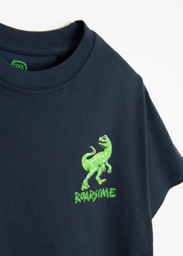 Cool Club White 2-Pack Short Sleeve Dinosaur Printed T-Shirts (3-7 yrs)