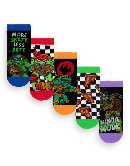 Teenage Mutant Ninja Turtles Boys Calf Socks Set Of 5 (6 Younger - 3.5 Older) - Size 12.5-3 Image 1