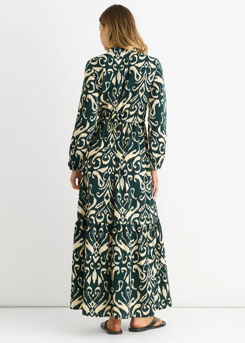 Gini London Green Ikat Print Tie Waist Maxi Dress - L/XL Image 2