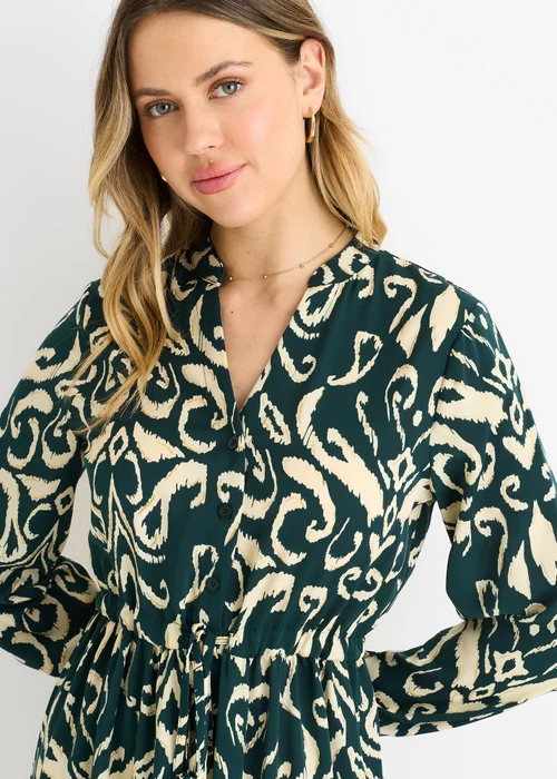 Gini London Green Ikat Print Tie Waist Maxi Dress - L/XL Image 3
