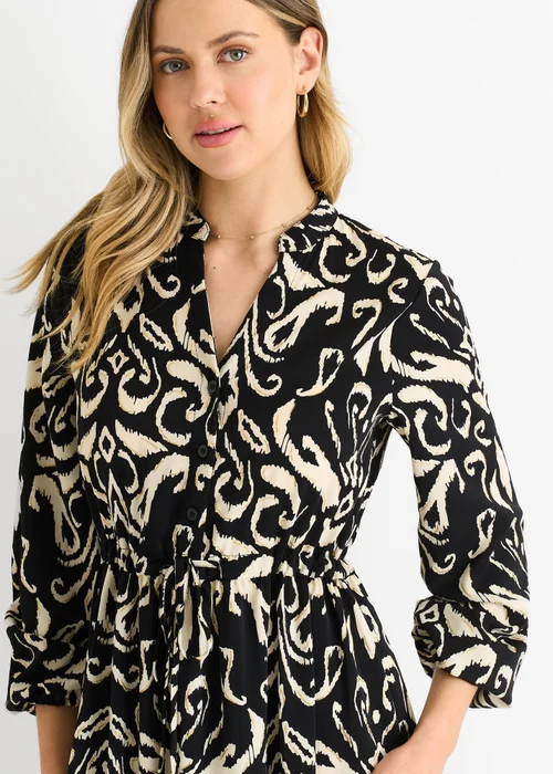 Gini London Black Ikat Print Tie Waist Maxi Dress - L/XL Image 3