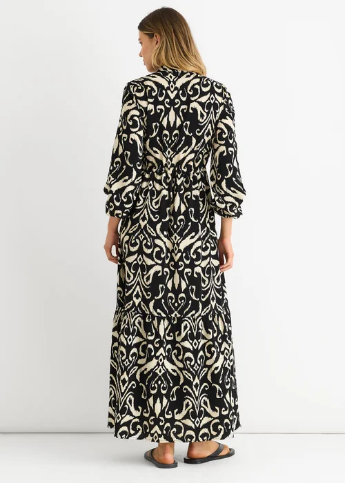 Gini London Black Ikat Print Tie Waist Maxi Dress - L/XL Image 2