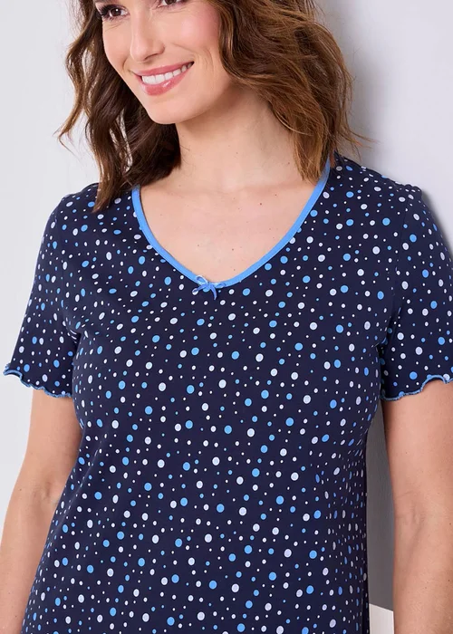 Cotton Traders Navy 2 Pack V-Neck Nightdressess - Size 22-24 Image 2