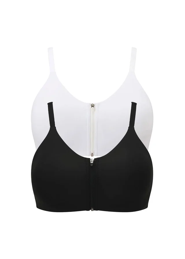 Cotton Traders Multi 2 Pack Abby Zip Front Comfort Bras