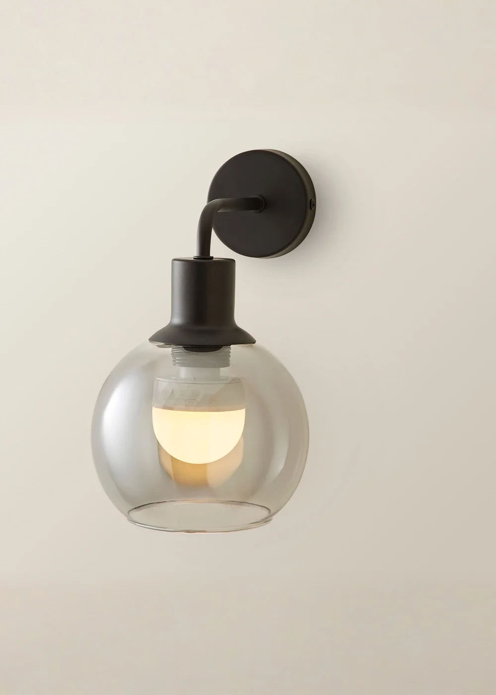 ValueLights Bellamy Black Glass Globe Rechargeable Wall Light - One Size Image 3