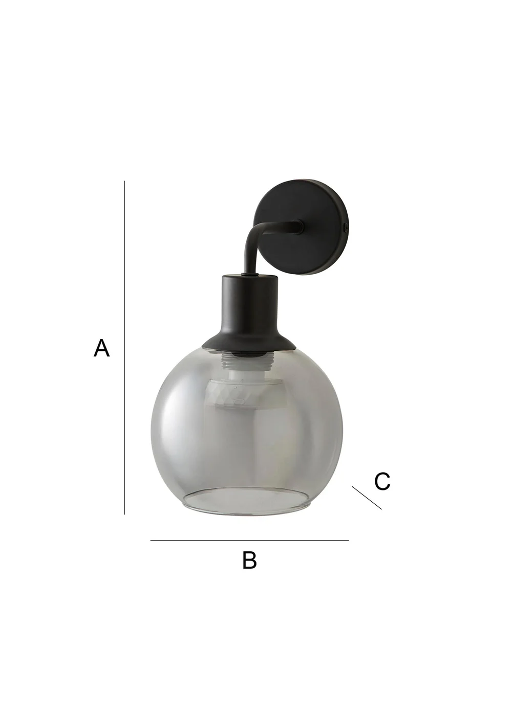 ValueLights Bellamy Black Glass Globe Rechargeable Wall Light - One Size Image 6