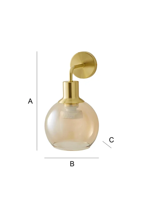 ValueLights Bellamy Gold Glass Globe Rechargeable Wall Light - One Size Image 6