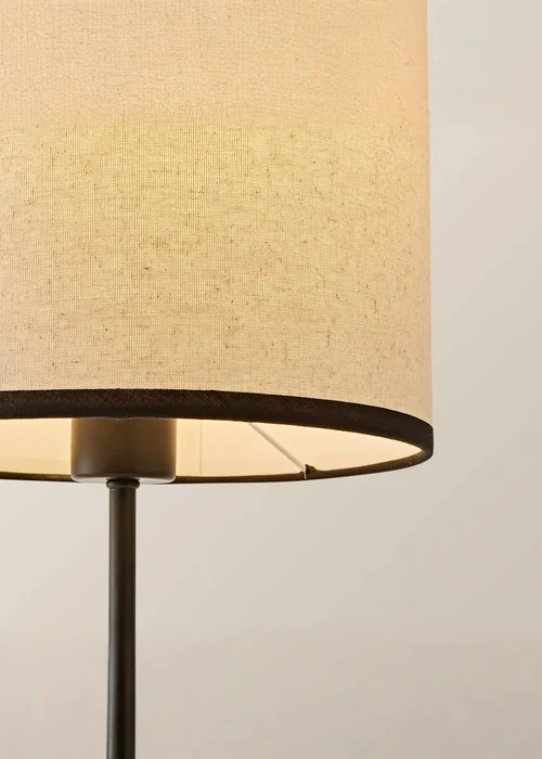 ValueLights Kaiden Dome Table Lamp with Black Trim Linen Shade - One Size Image 4
