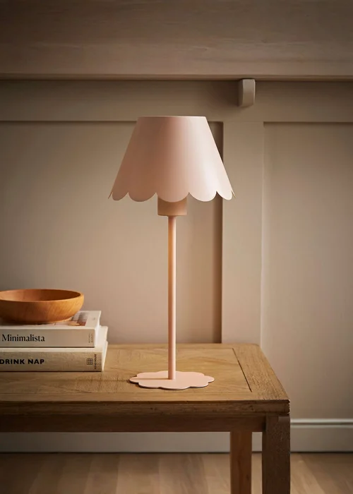 ValueLights Hattie Pink Scallop Rechargeable Table Lamp - One Size Image 1