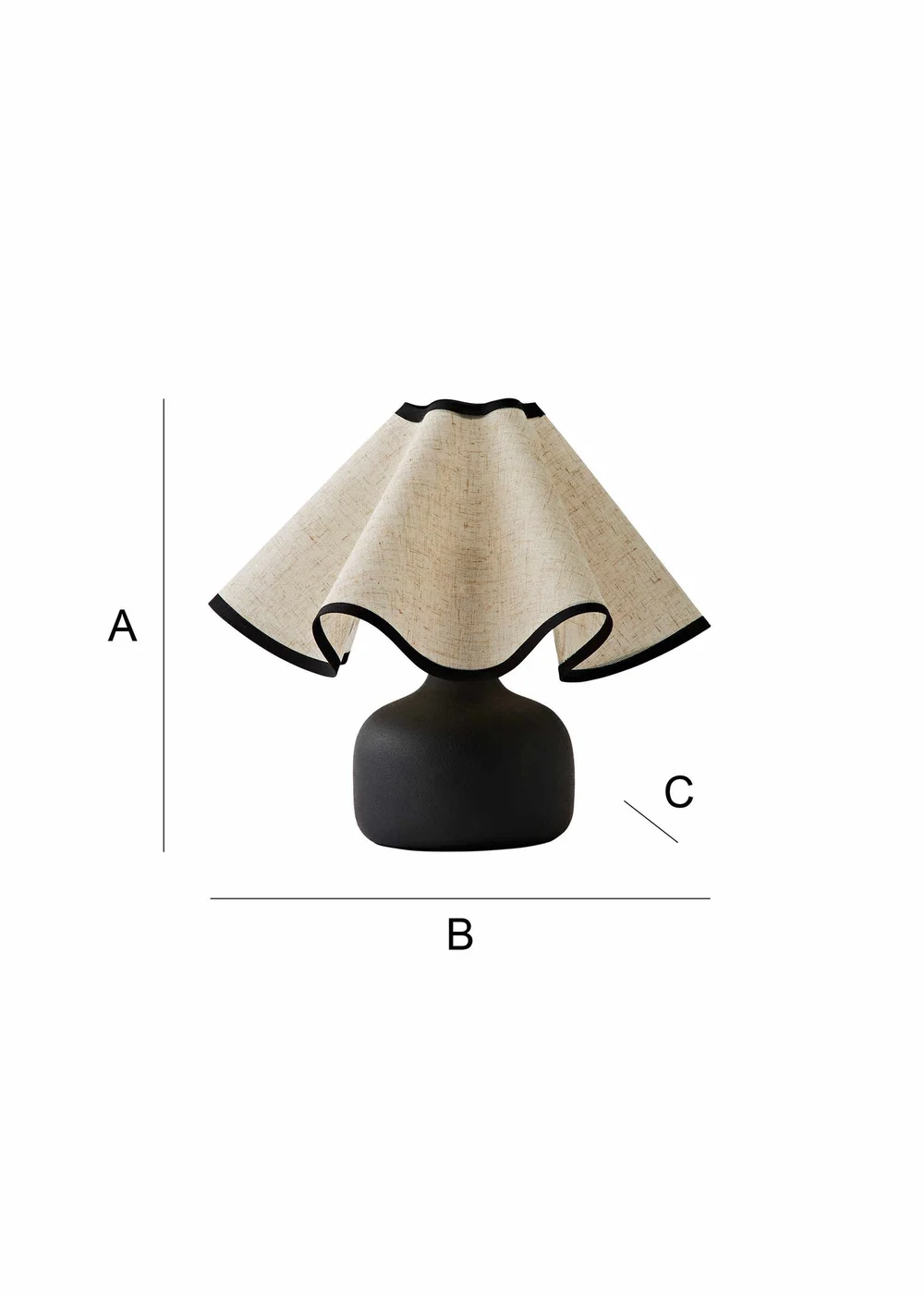 ValueLights Emilia Black Ceramic Table Lamp with Linen Wave Shade - One Size Image 6