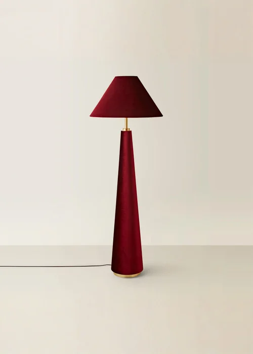ValueLights Martha Conical Burgundy Velvet Midi Floor Lamp - One Size Image 5