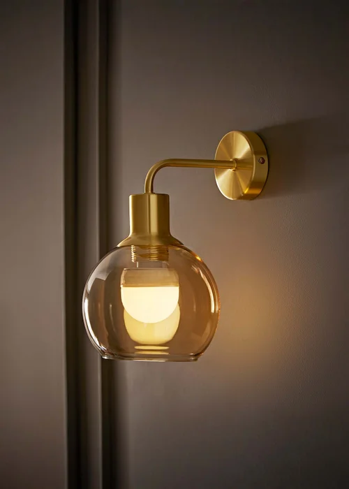 ValueLights Bellamy Pair of Gold Glass Globe Rechargeable Wall Lights - One Size Image 2