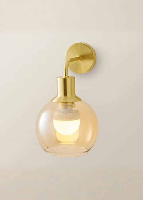 ValueLights Bellamy Pair of Gold Glass Globe Rechargeable Wall Lights - One Size Image 4