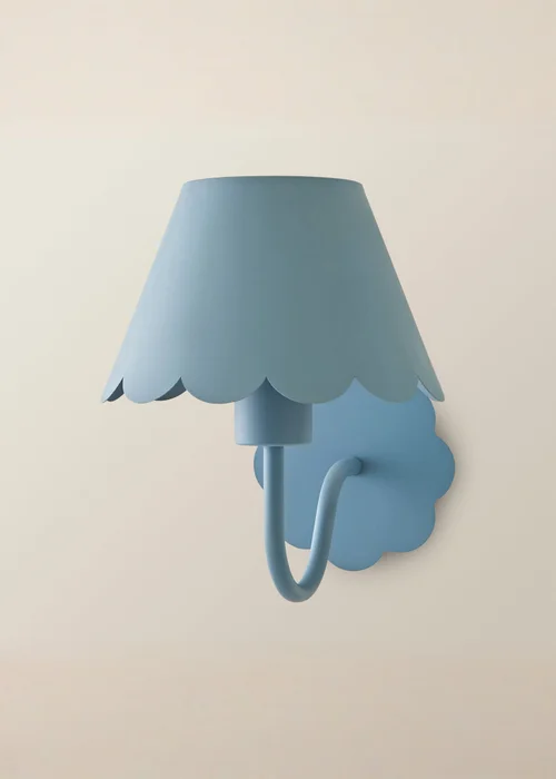 ValueLights Hattie Pair of Blue Scallop Rechargeable Wall Lights - One Size Image 3