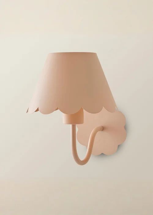 ValueLights Hattie Pair of Pink Scallop Rechargeable Wall Lights - One Size Image 3