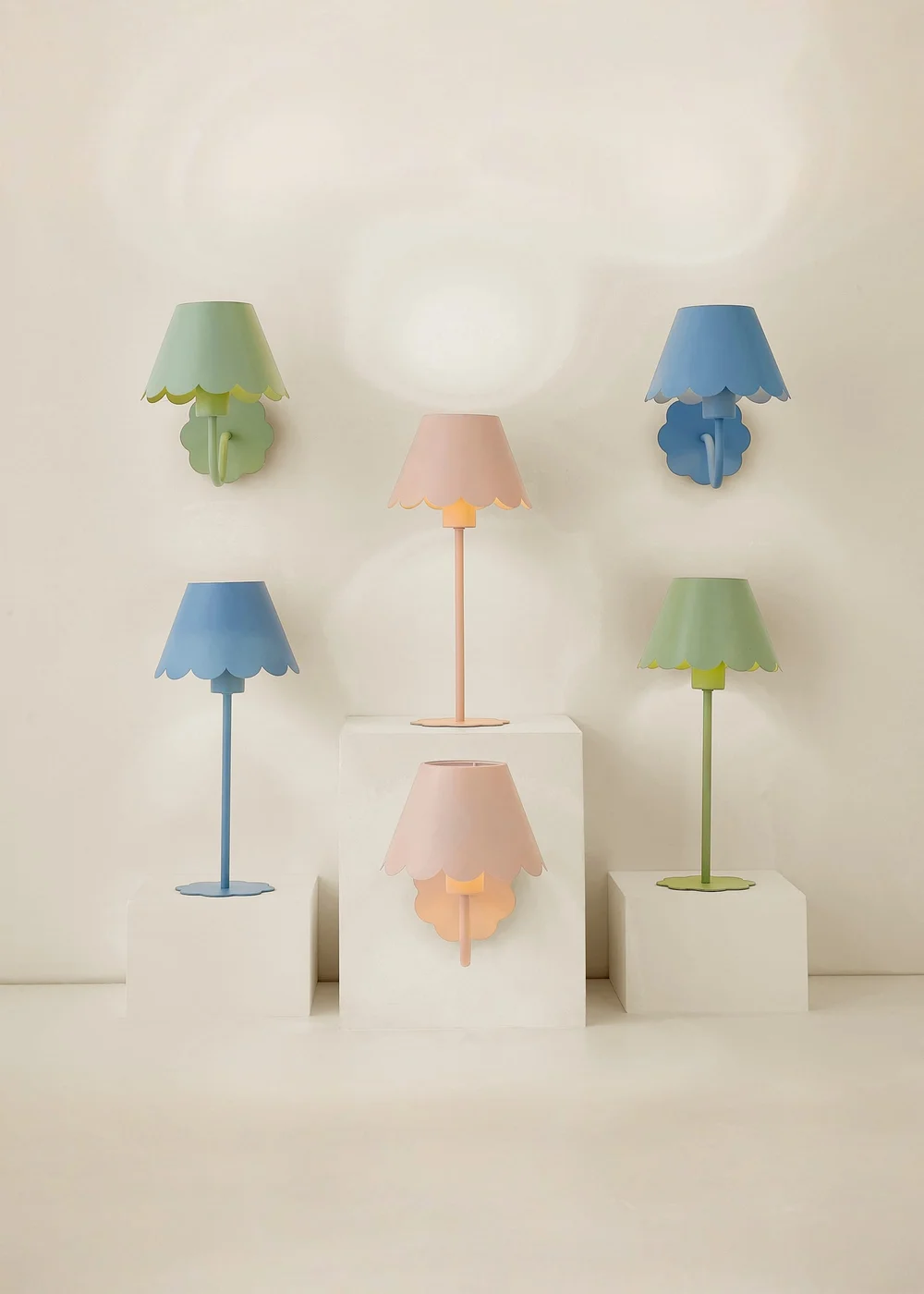 ValueLights Hattie Pair of Pink Scallop Rechargeable Wall Lights - One Size Image 5