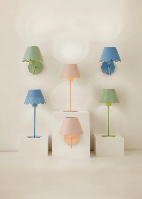 ValueLights Hattie Pair of Pink Scallop Rechargeable Wall Lights - One Size Image 5